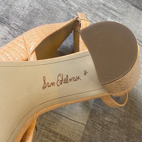 Sam Edelman ‘ Yaro ’ Block Heel Sandal Women’s Sz 9.5 Coral Croc Print NWOT - Picture 11 of 11